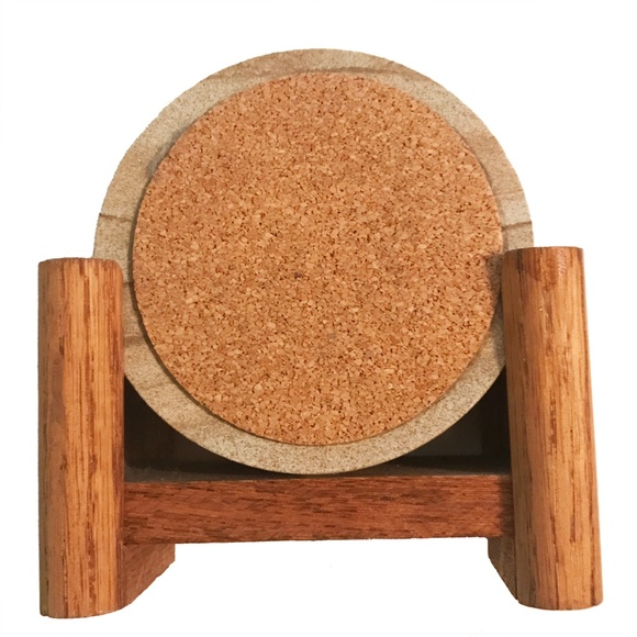 Set of 4 Coasters in Wooden Stand - Picture 2 of 3